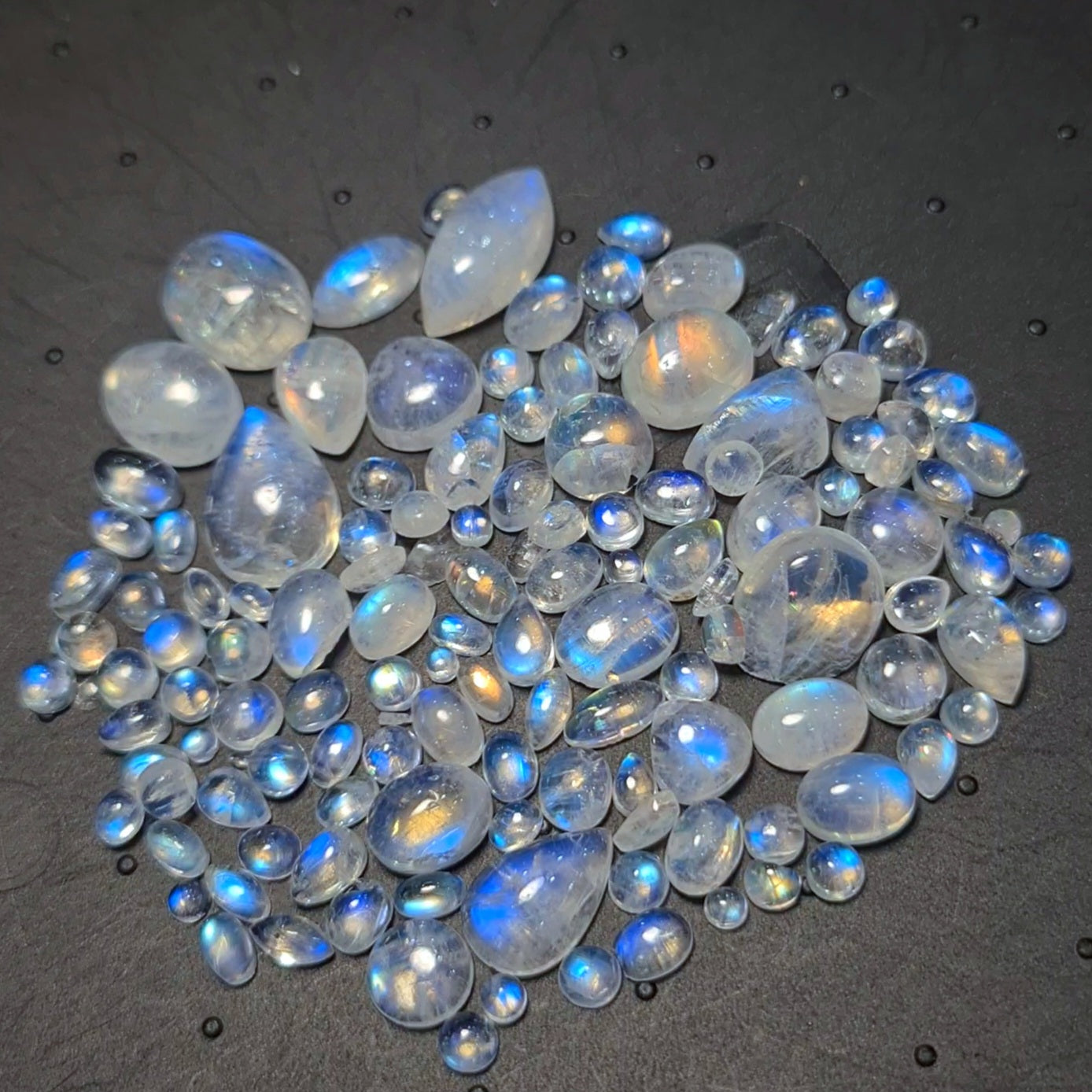 130 Pcs Natural Moonstone Cabochon | Mix Shape | Size: 2-16mm - The LabradoriteKing