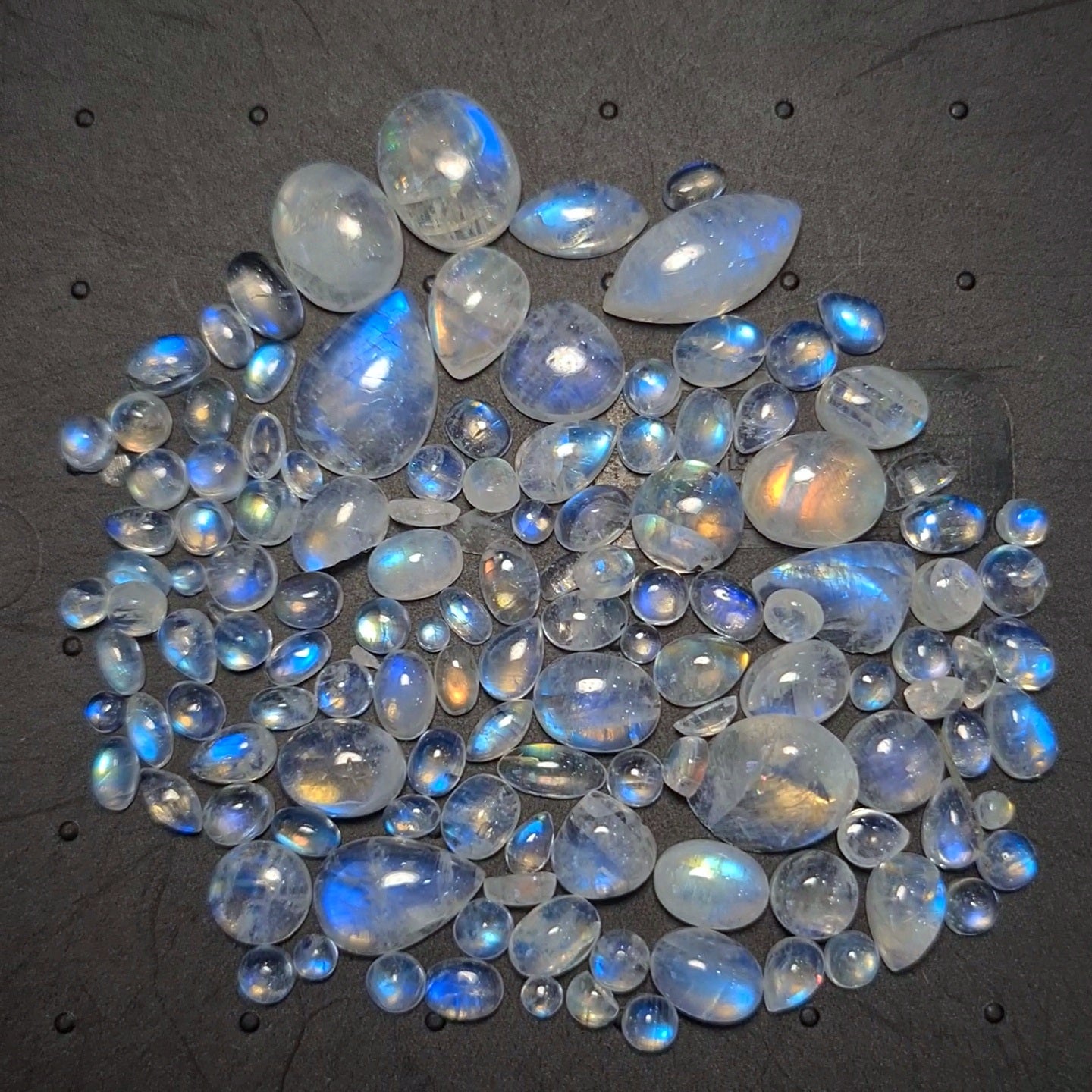 130 Pcs Natural Moonstone Cabochon | Mix Shape | Size: 2-16mm - The LabradoriteKing