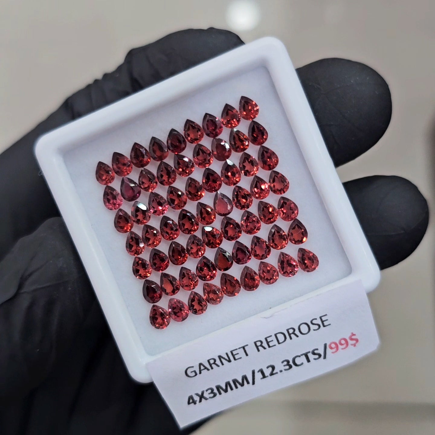 63 Pcs Natural Redrose Garnet | Pear| Size: 4x3mm - The LabradoriteKing
