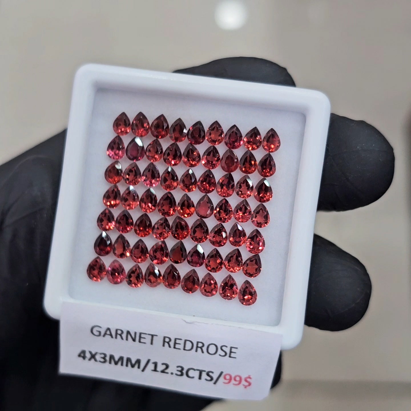 63 Pcs Natural Redrose Garnet | Pear| Size: 4x3mm - The LabradoriteKing