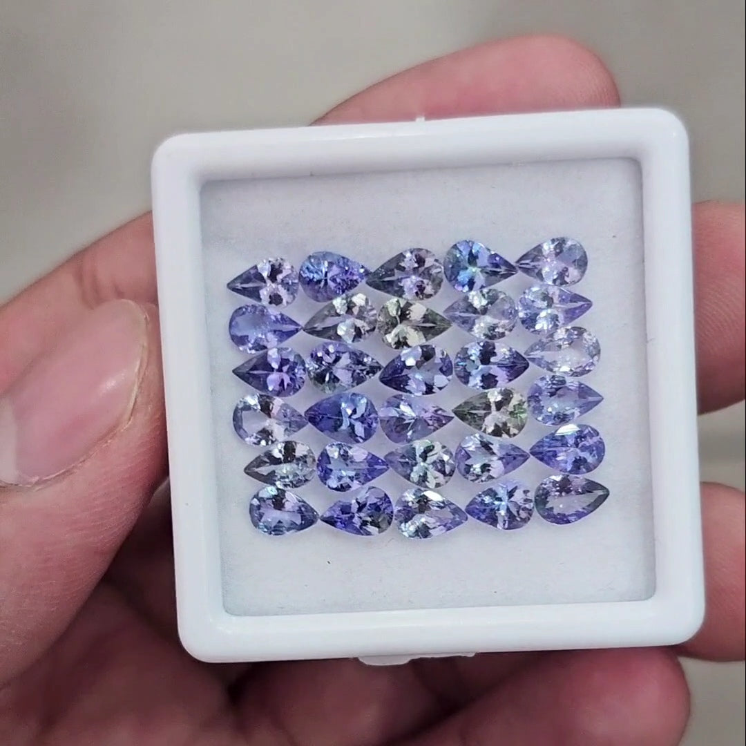 30 Pcs Of Natural Unheated Tanzanite Faceted | Shape: Pear | Size: 6x4mm - The LabradoriteKing