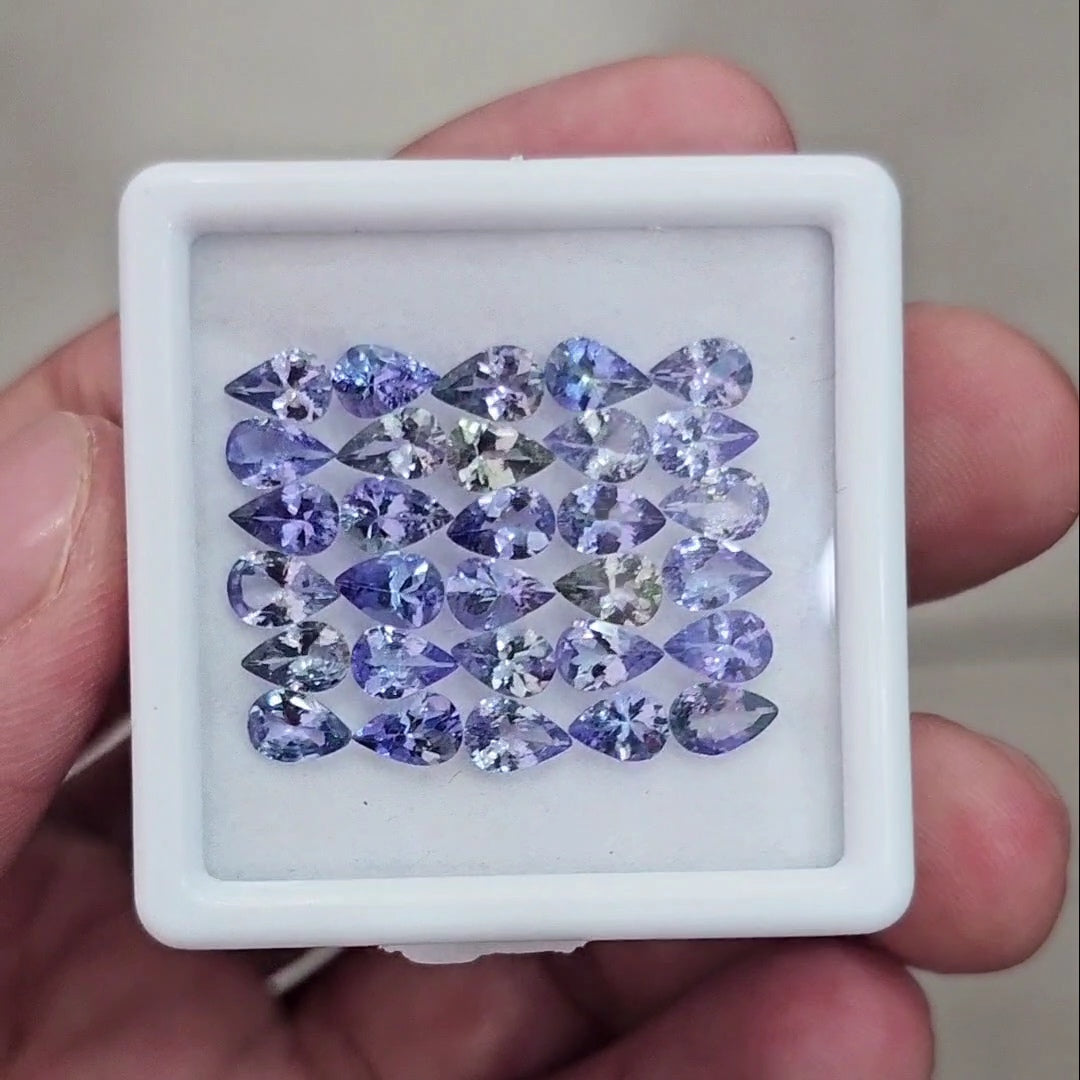 30 Pcs Of Natural Unheated Tanzanite Faceted | Shape: Pear | Size: 6x4mm - The LabradoriteKing