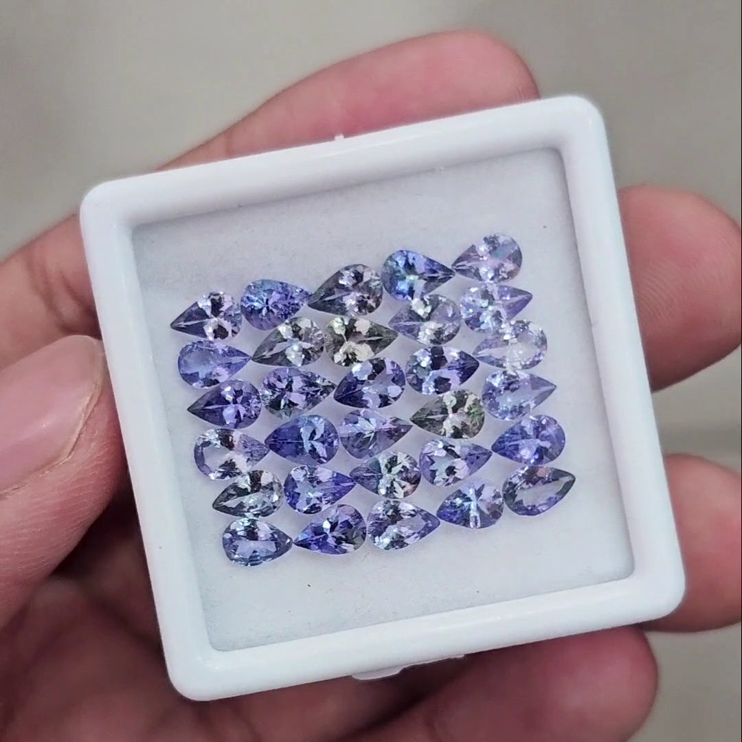 30 Pcs Of Natural Unheated Tanzanite Faceted | Shape: Pear | Size: 6x4mm - The LabradoriteKing