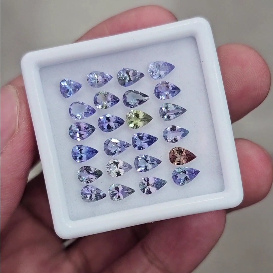 24 Pcs Of Natural Unheated Tanzanite Faceted | Shape: Pear | Size: 6x4mm - The LabradoriteKing