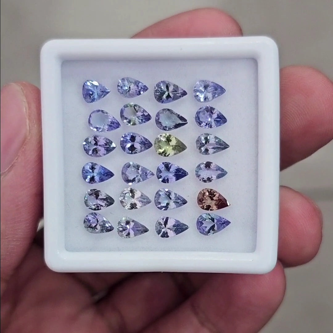 24 Pcs Of Natural Unheated Tanzanite Faceted | Shape: Pear | Size: 6x4mm - The LabradoriteKing