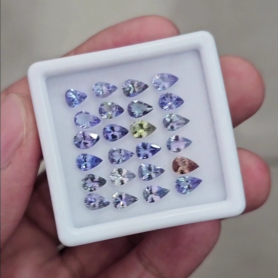 24 Pcs Of Natural Unheated Tanzanite Faceted | Shape: Pear | Size: 6x4mm - The LabradoriteKing