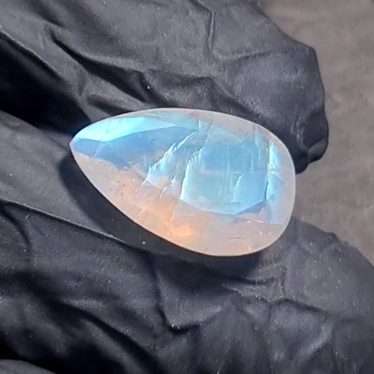 Natural Rainbow Moonstone from India Faceted | Pear| 18x13mm
