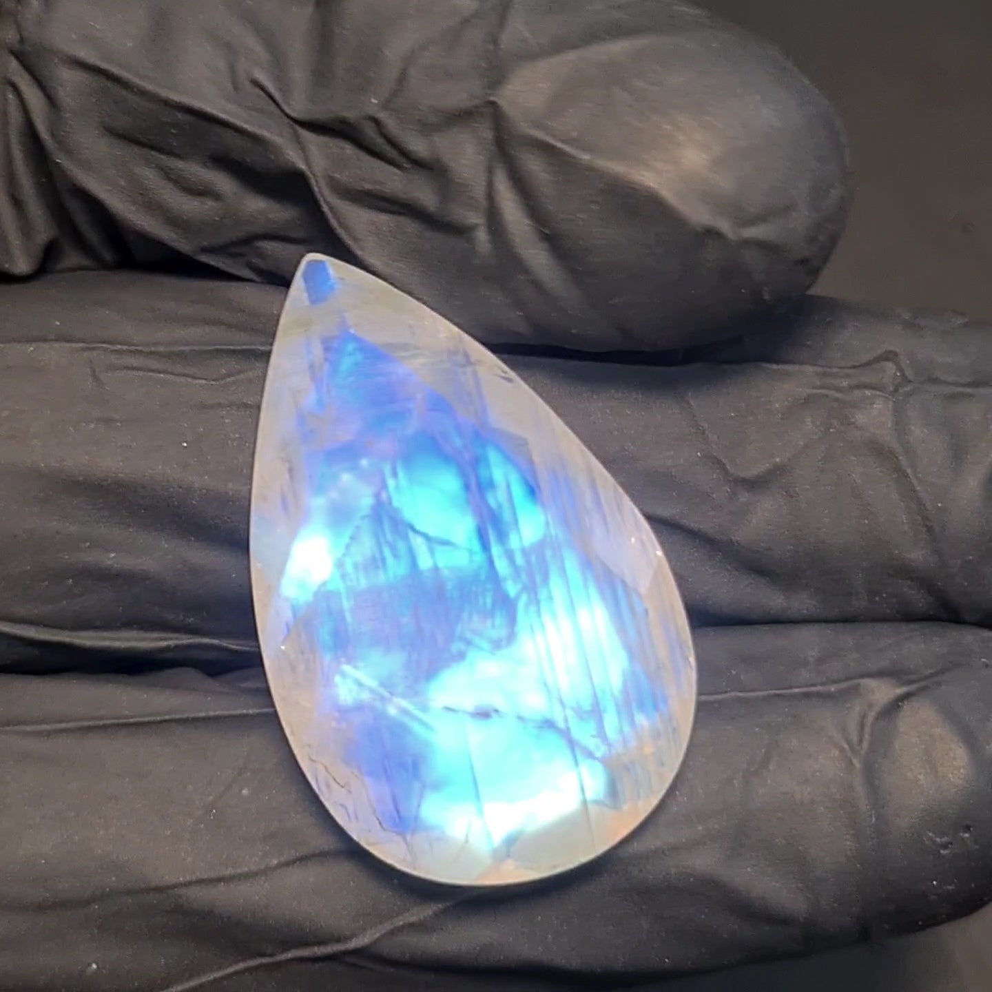 Natural Rainbow Moonstone from India Faceted | Pear| 29x18mm