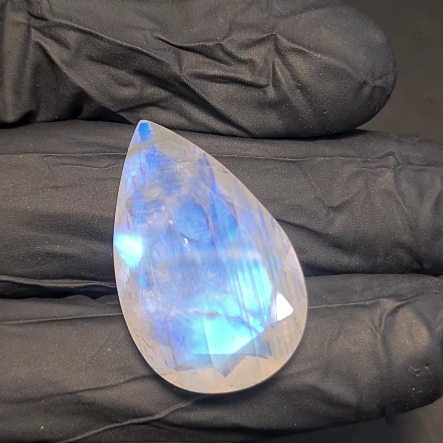 Natural Rainbow Moonstone from India Faceted | Pear| 29x18mm