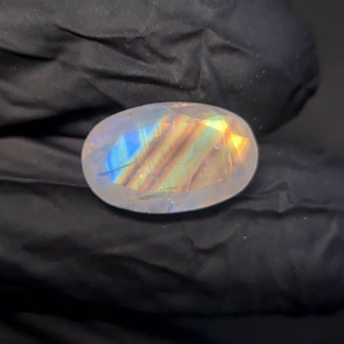 Natural Rainbow Moonstone from India Faceted | Oval| 15x10mm