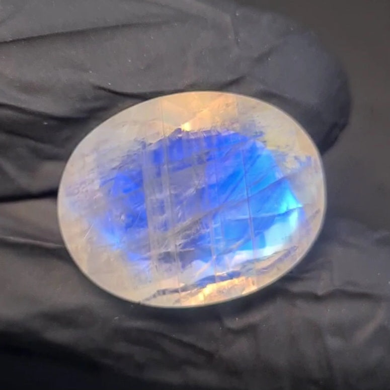 Natural Rainbow Moonstone from India Faceted | Oval| 22x17mm