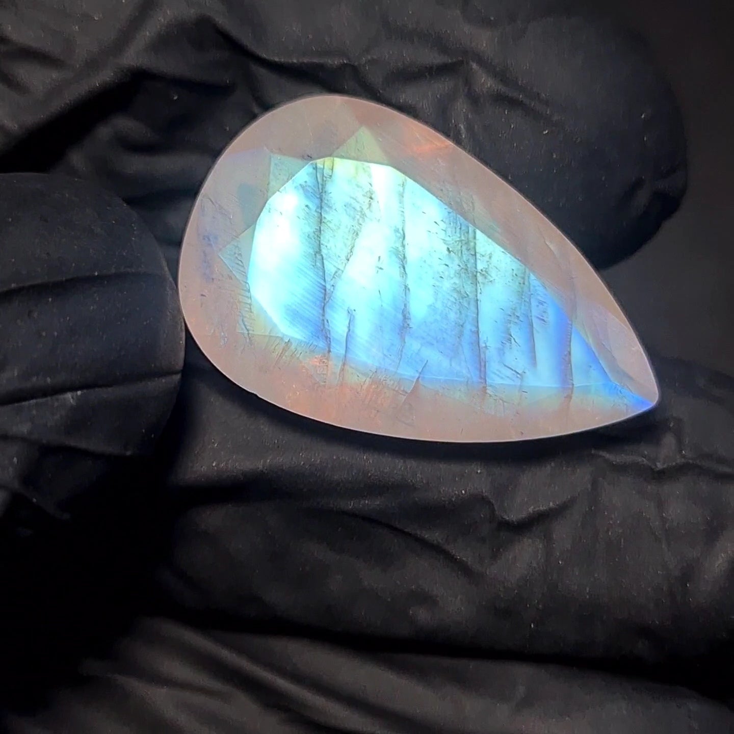 Natural Rainbow Moonstone from India Faceted | Pear| 24x16mm
