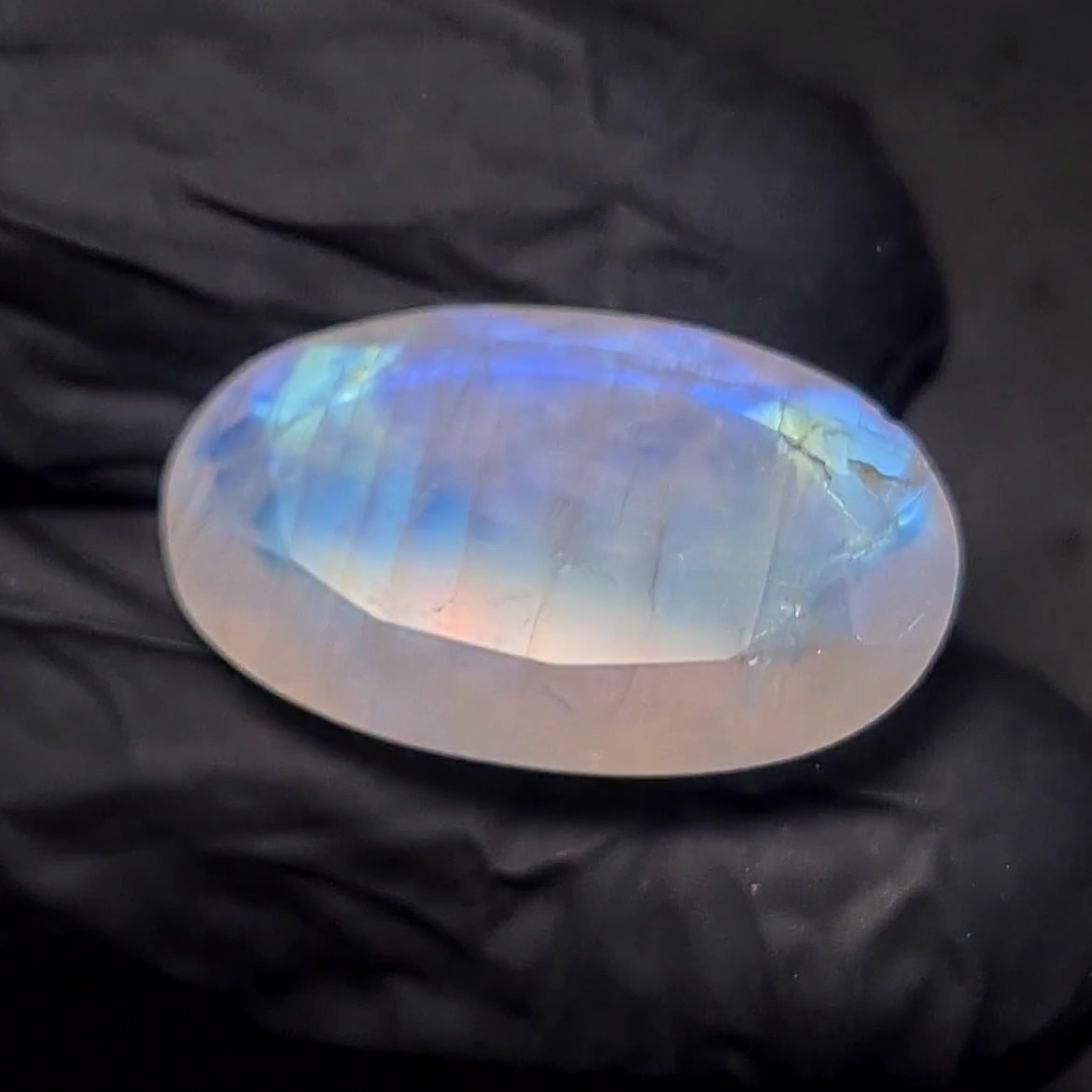 Natural Rainbow Moonstone from India Faceted | Oval| 24x14mm