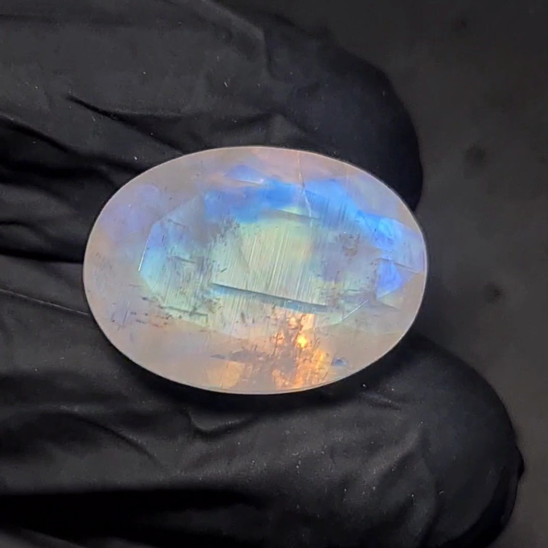 Natural Rainbow Moonstone from India Faceted | Oval| 21x15mm