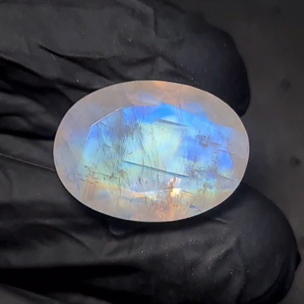Natural Rainbow Moonstone from India Faceted | Oval| 21x15mm