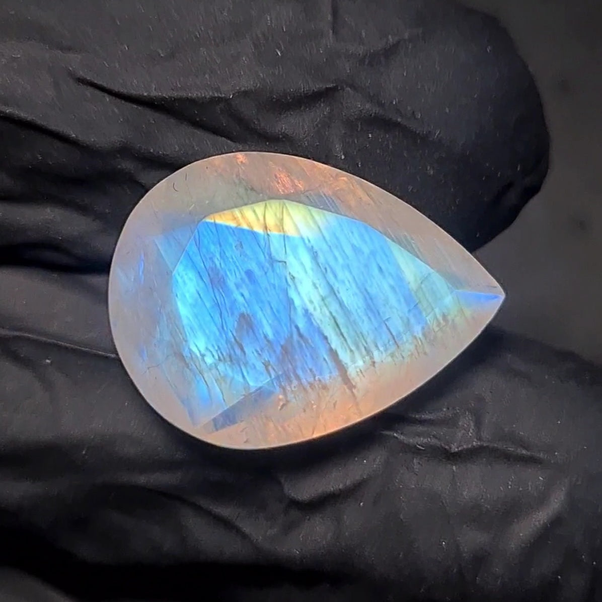 Natural Rainbow Moonstone from India Faceted | Pear| 19X14mm
