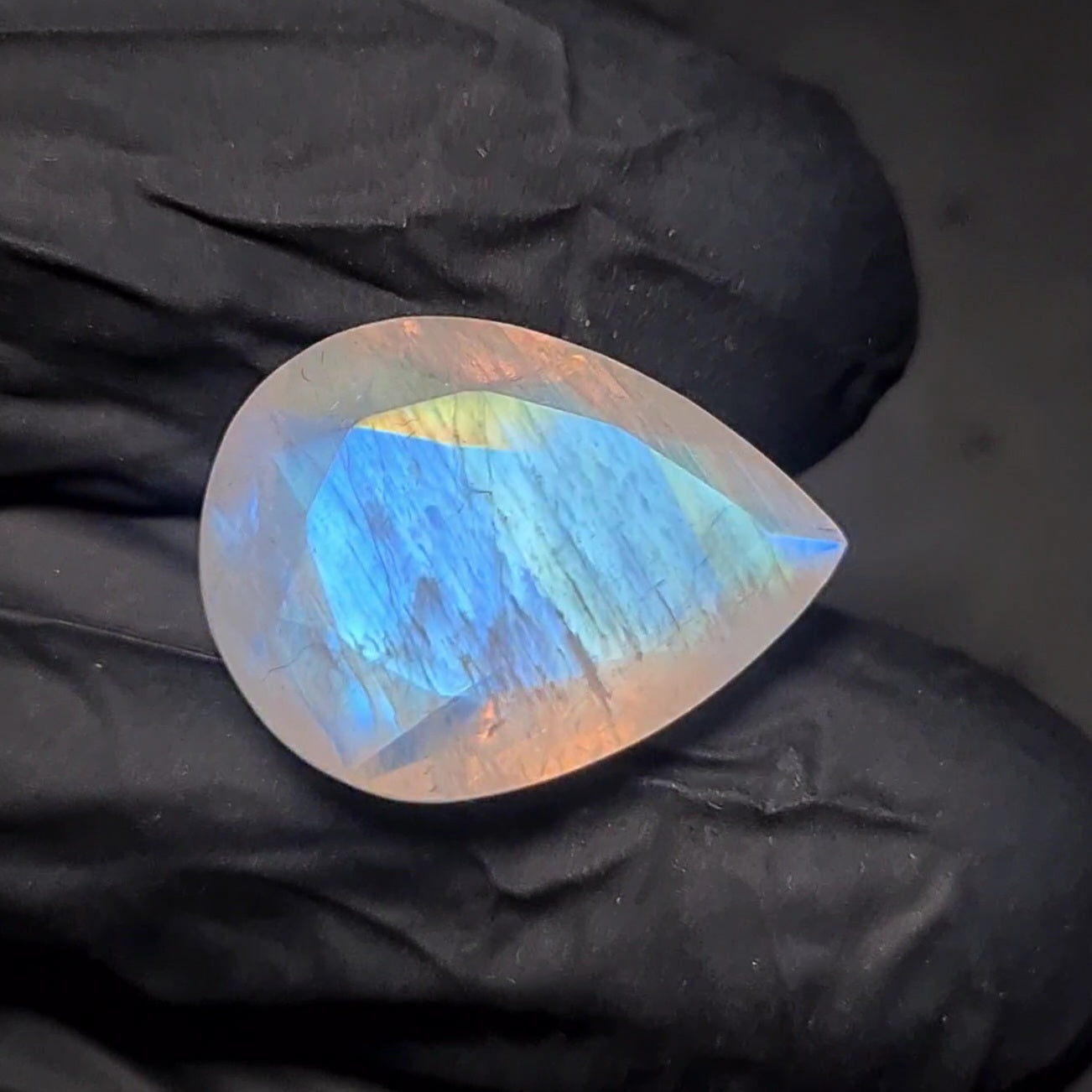 Natural Rainbow Moonstone from India Faceted | Pear| 19X14mm