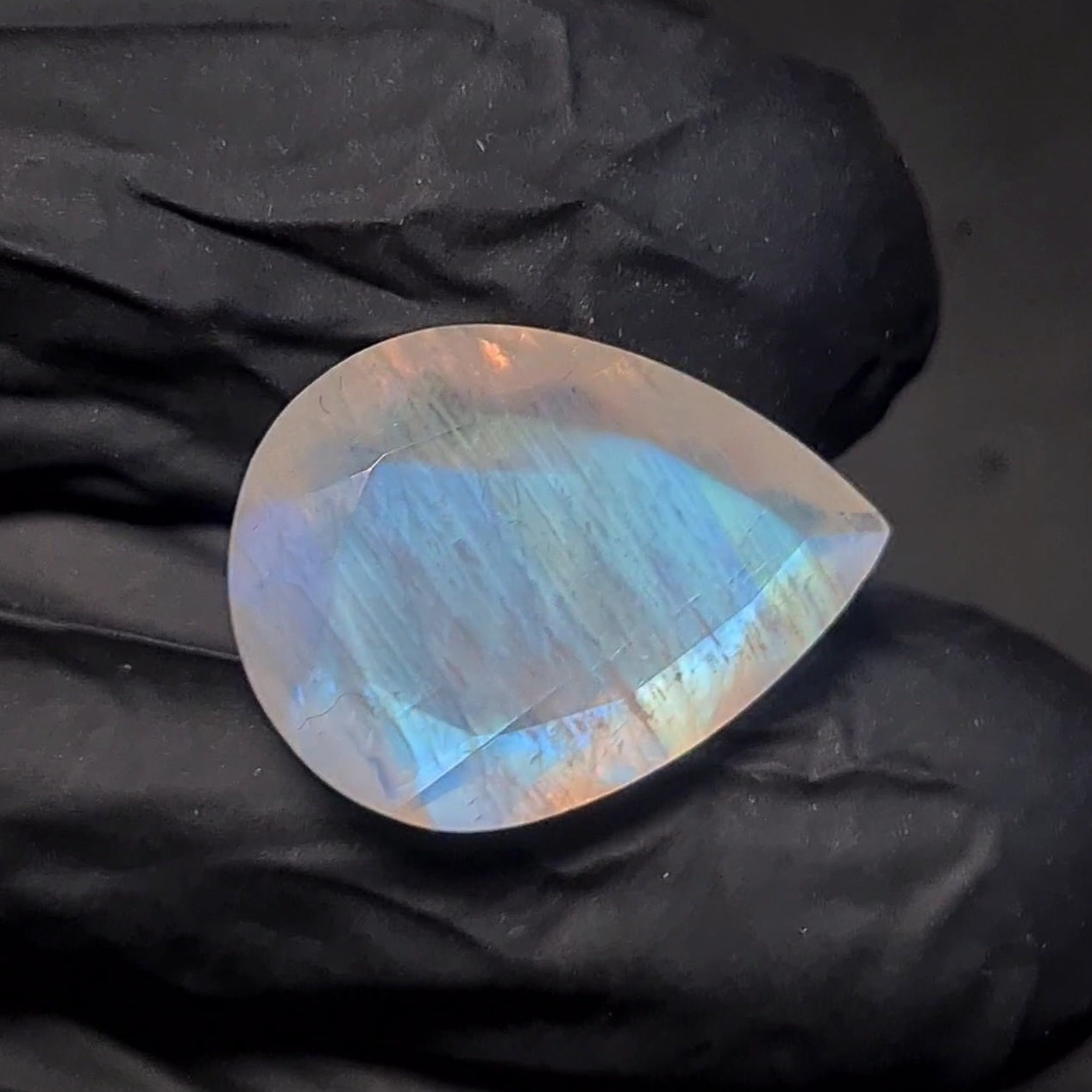 Natural Rainbow Moonstone from India Faceted | Pear| 19X14mm