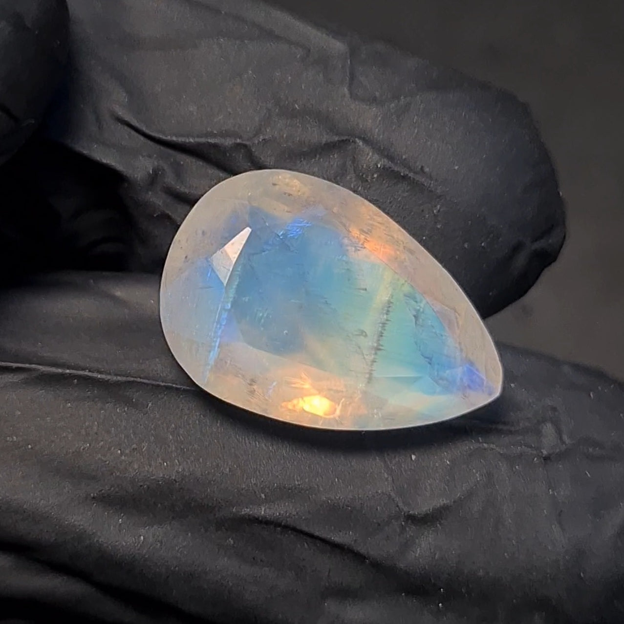 Natural Rainbow Moonstone from India Faceted | Pear| 19x13mm