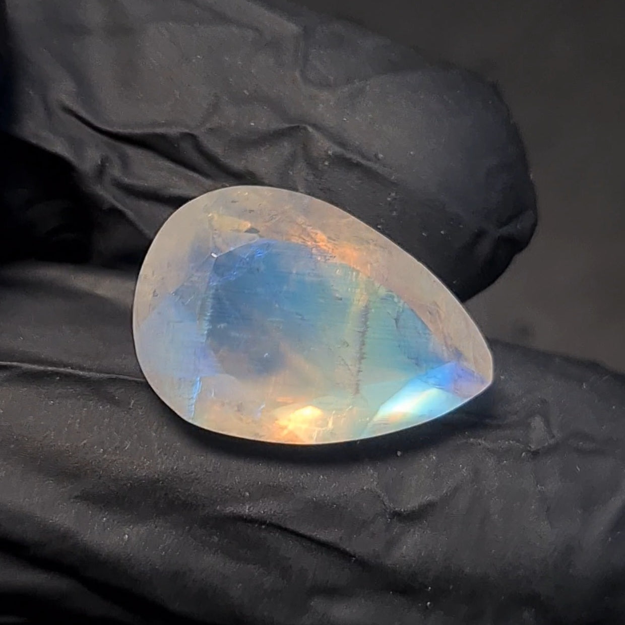 Natural Rainbow Moonstone from India Faceted | Pear| 19x13mm