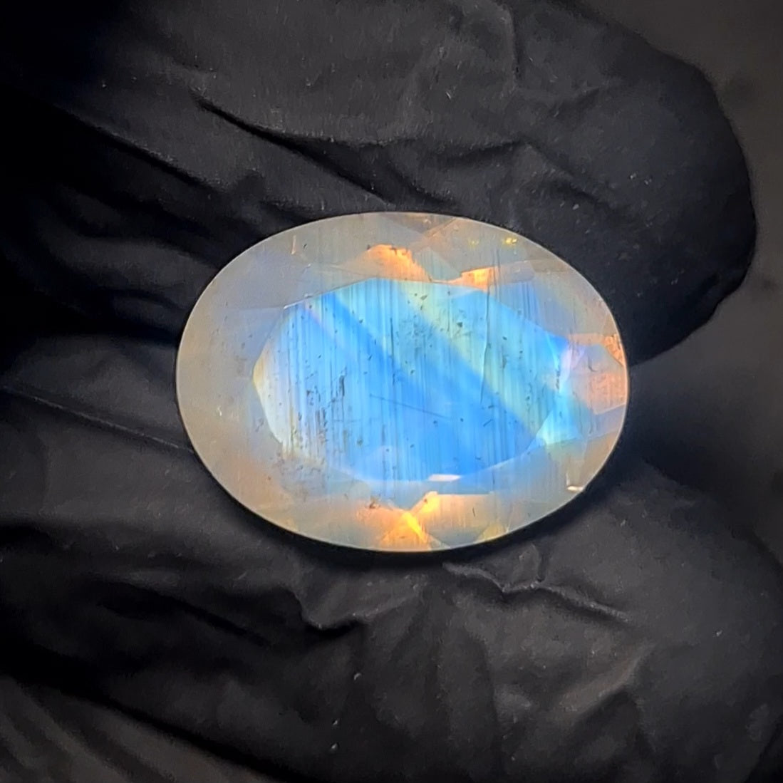 Natural Rainbow Moonstone from India Faceted | Oval| 18x13mm