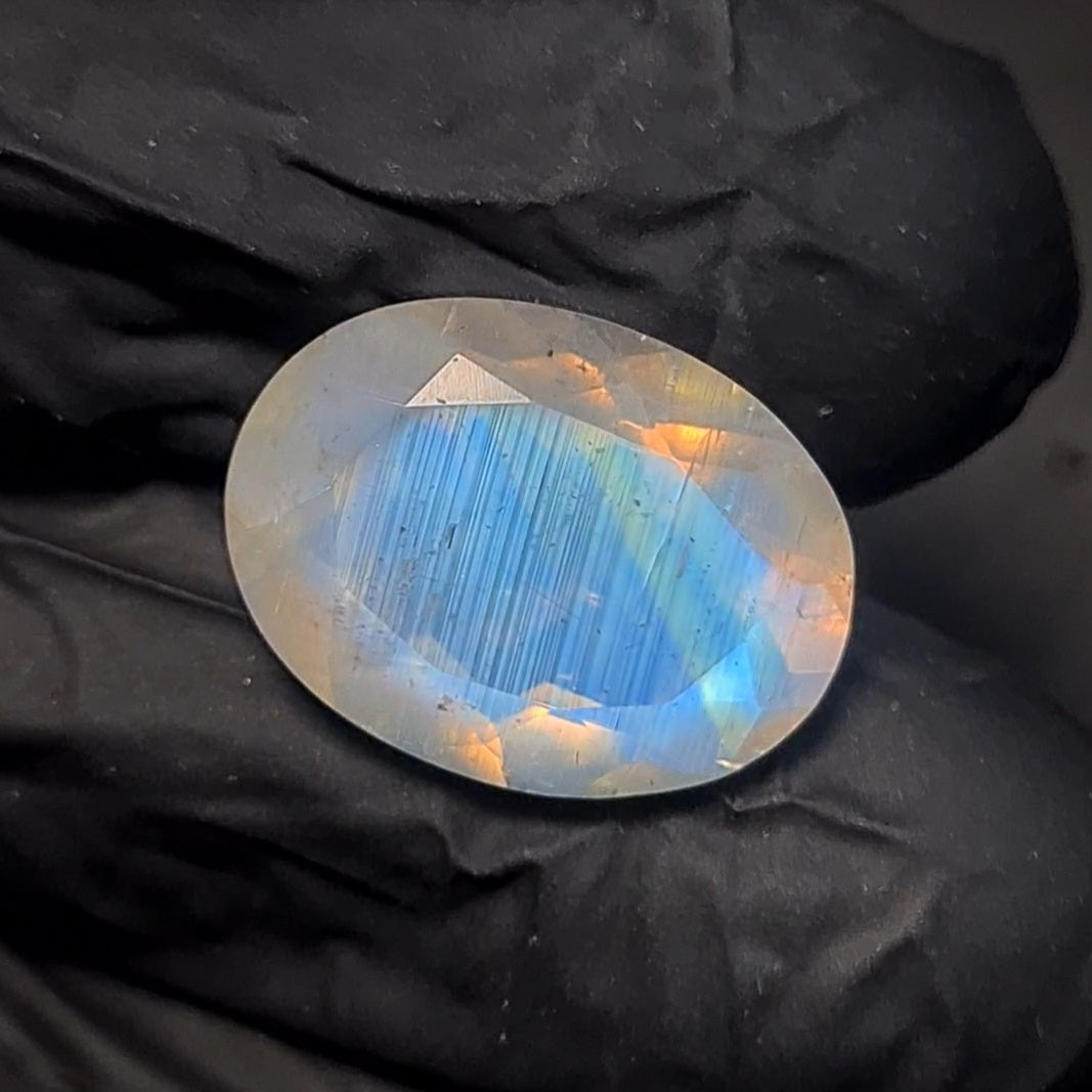 Natural Rainbow Moonstone from India Faceted | Oval| 18x13mm