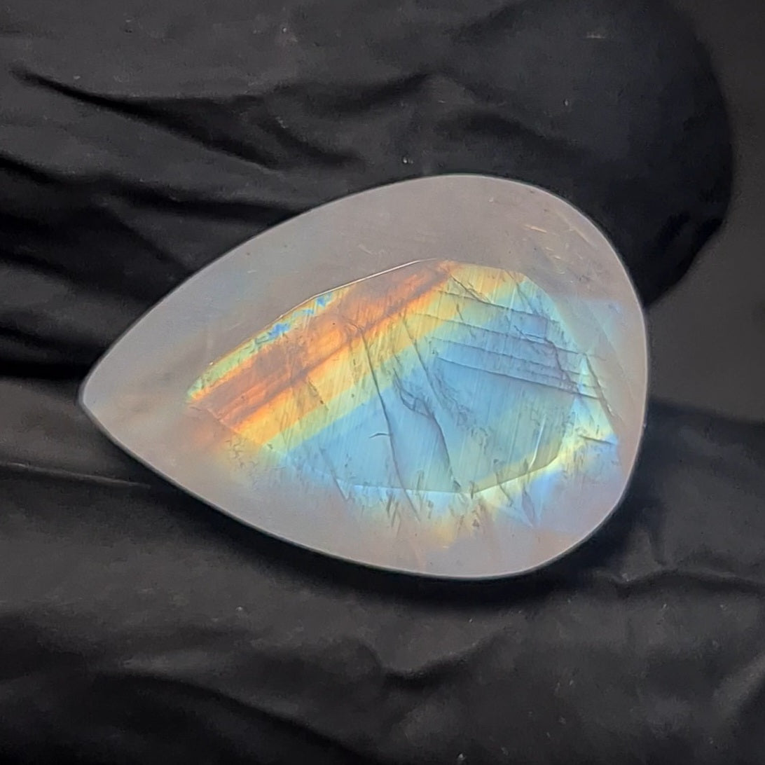 Natural Rainbow Moonstone from India Faceted | Pear| 18x13mm