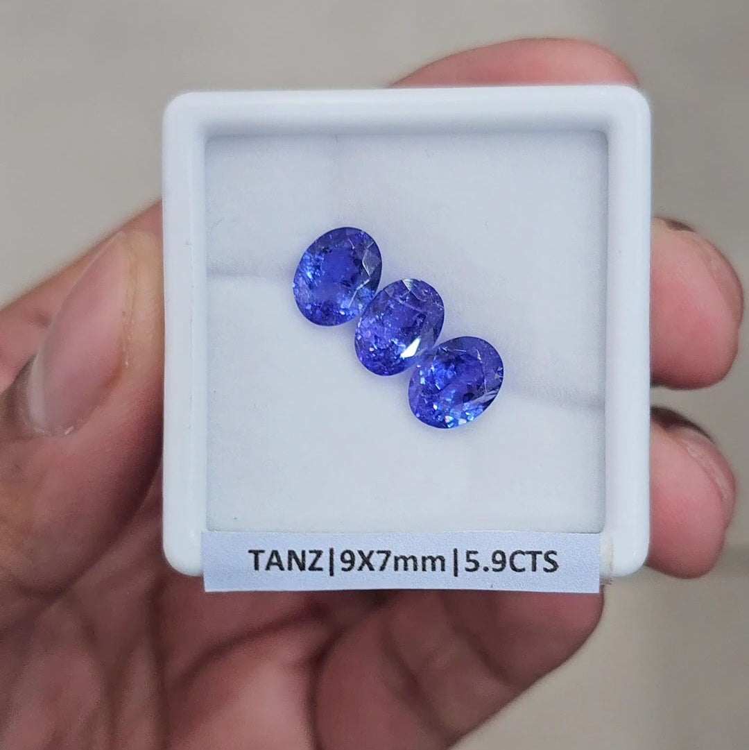 3 Pcs Of Natural Tanzanite Faceted Gemstone |Oval| Size: 9x7mm - The LabradoriteKing