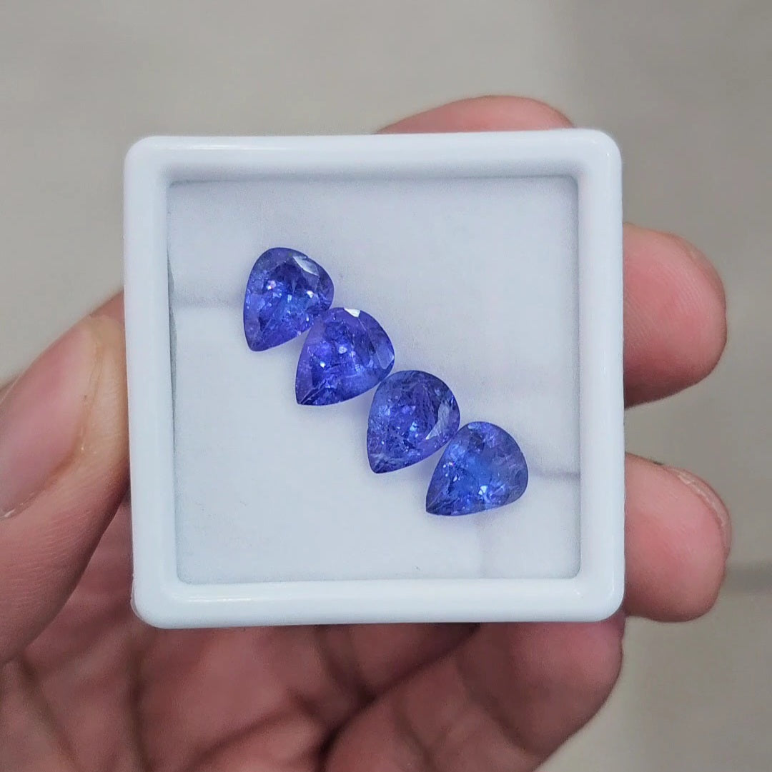 4 Pcs Of Natural Tanzanite Faceted Gemstone |Pear| Size: 10x8mm - The LabradoriteKing