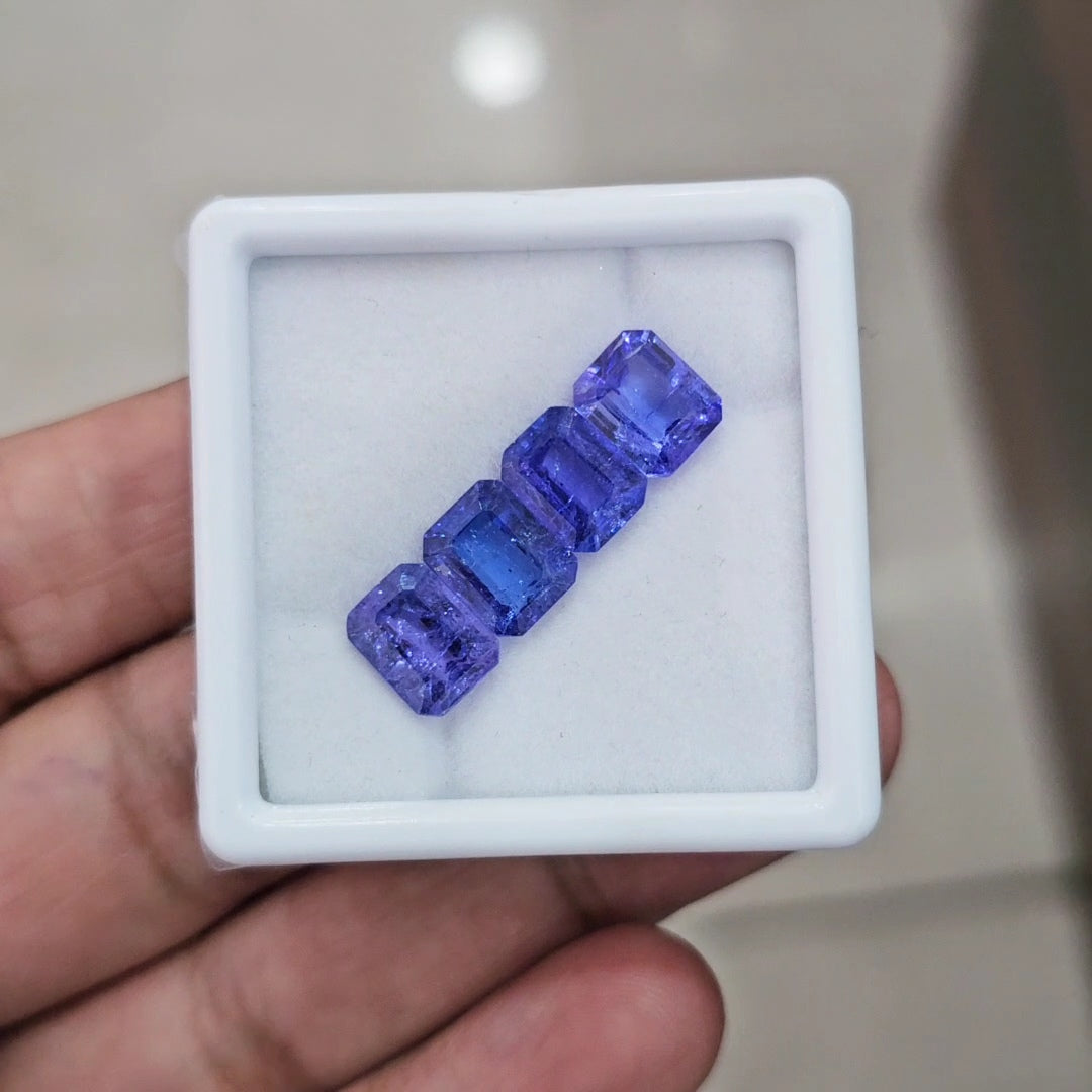 4 Pcs Of Natural Tanzanite Faceted Gemstone |Baguette| Size: 9x7mm - The LabradoriteKing