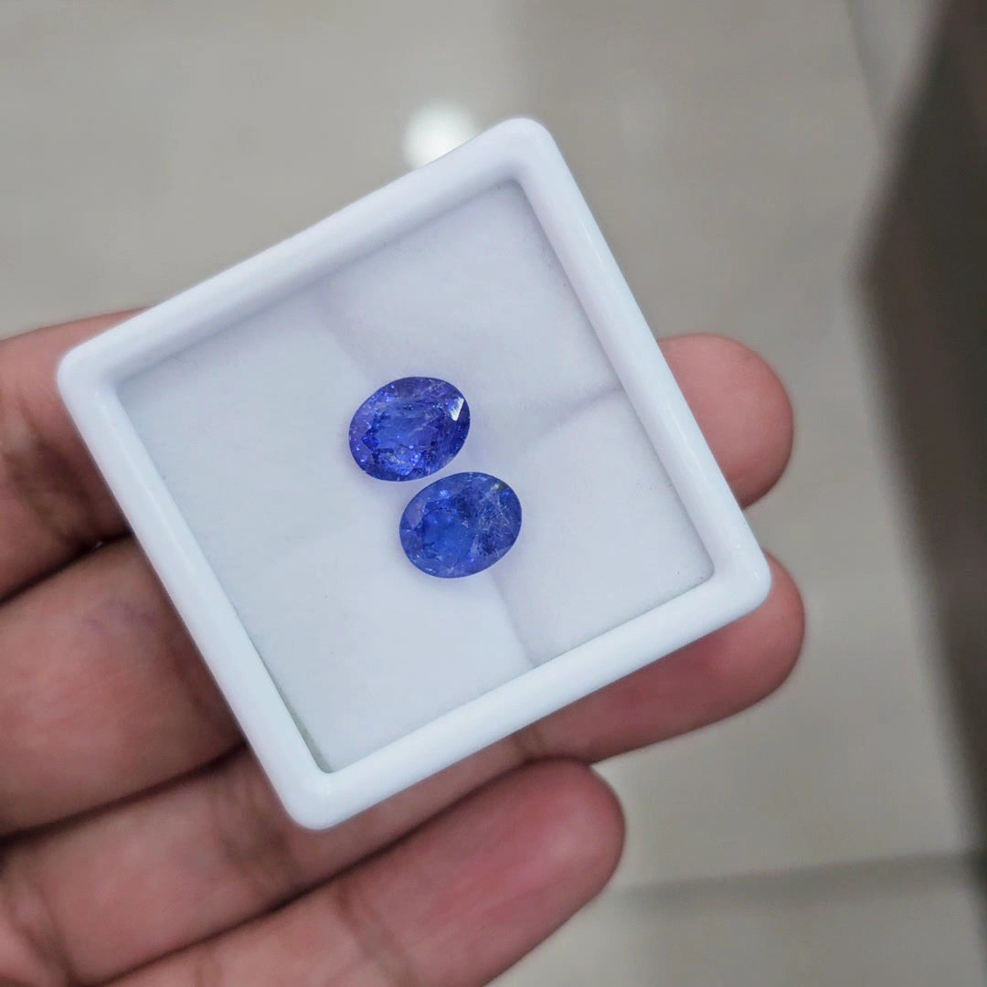 2 Pcs Of Natural Tanzanite Faceted Gemstone | Oval| Size: 10x8mm - The LabradoriteKing
