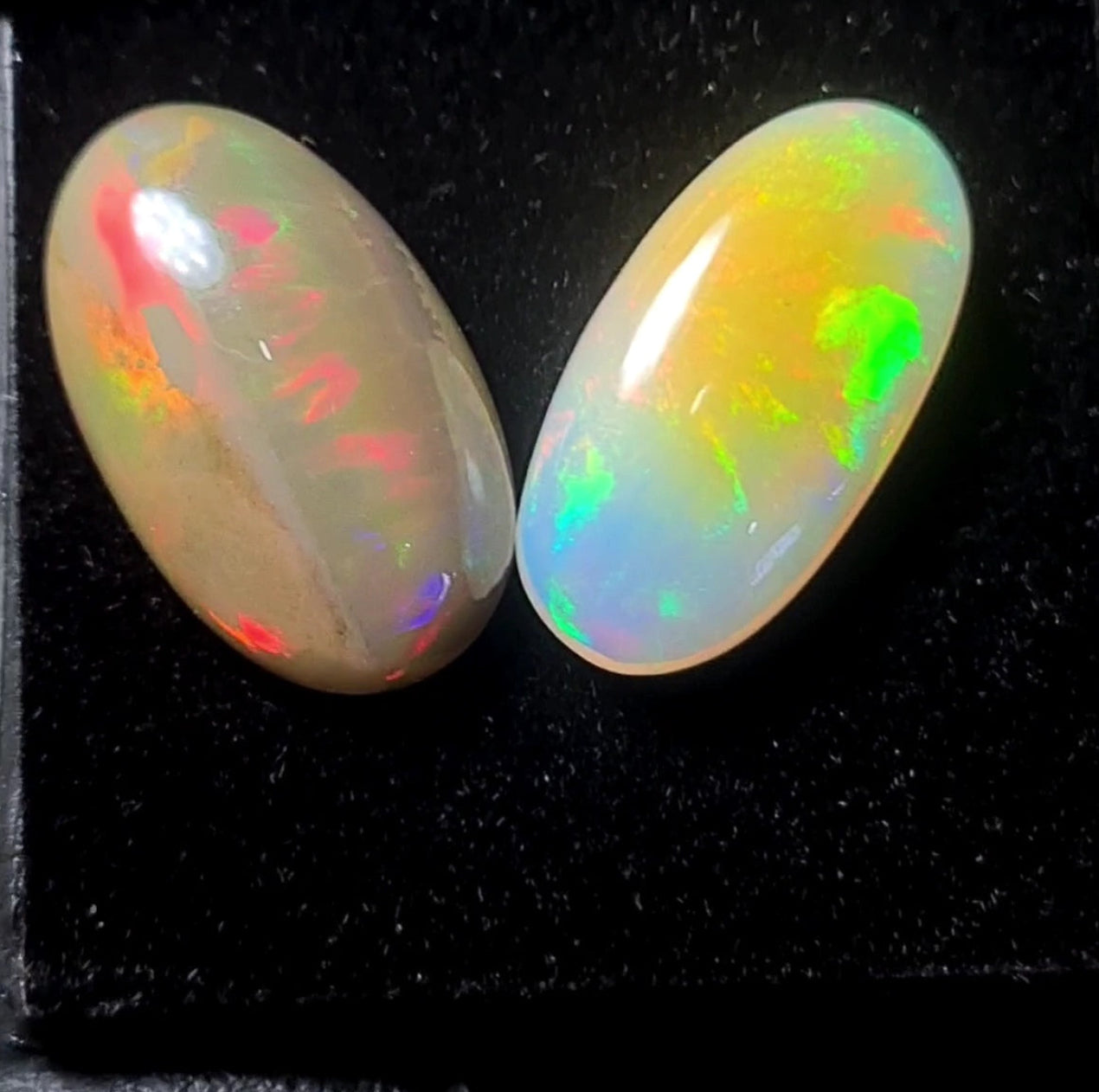 2pcs Natural Ethiopian Opal Cabochon | Oval | Size: 11-22mm - The LabradoriteKing