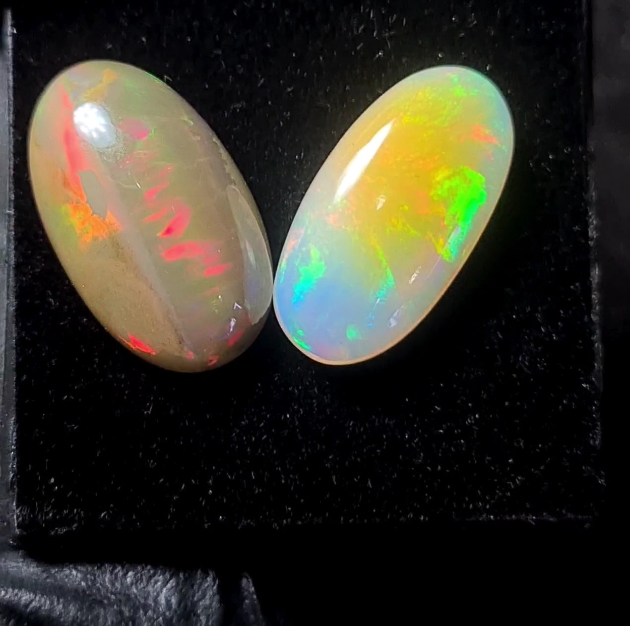2pcs Natural Ethiopian Opal Cabochon | Oval | Size: 11-22mm - The LabradoriteKing
