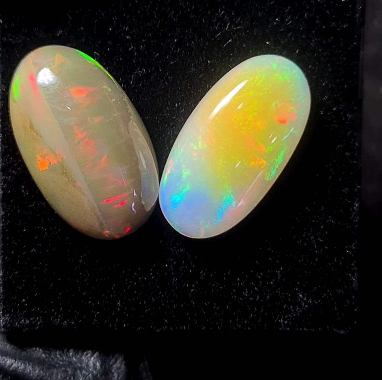 2pcs Natural Ethiopian Opal Cabochon | Oval | Size: 11-22mm - The LabradoriteKing