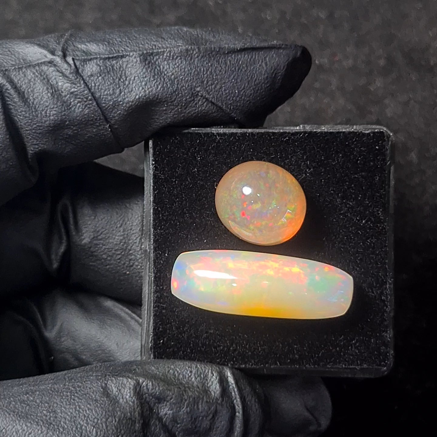 2pcs Natural Ethiopian Opal Cabochon | Oval & Rectangle | Size: 15-28mm - The LabradoriteKing