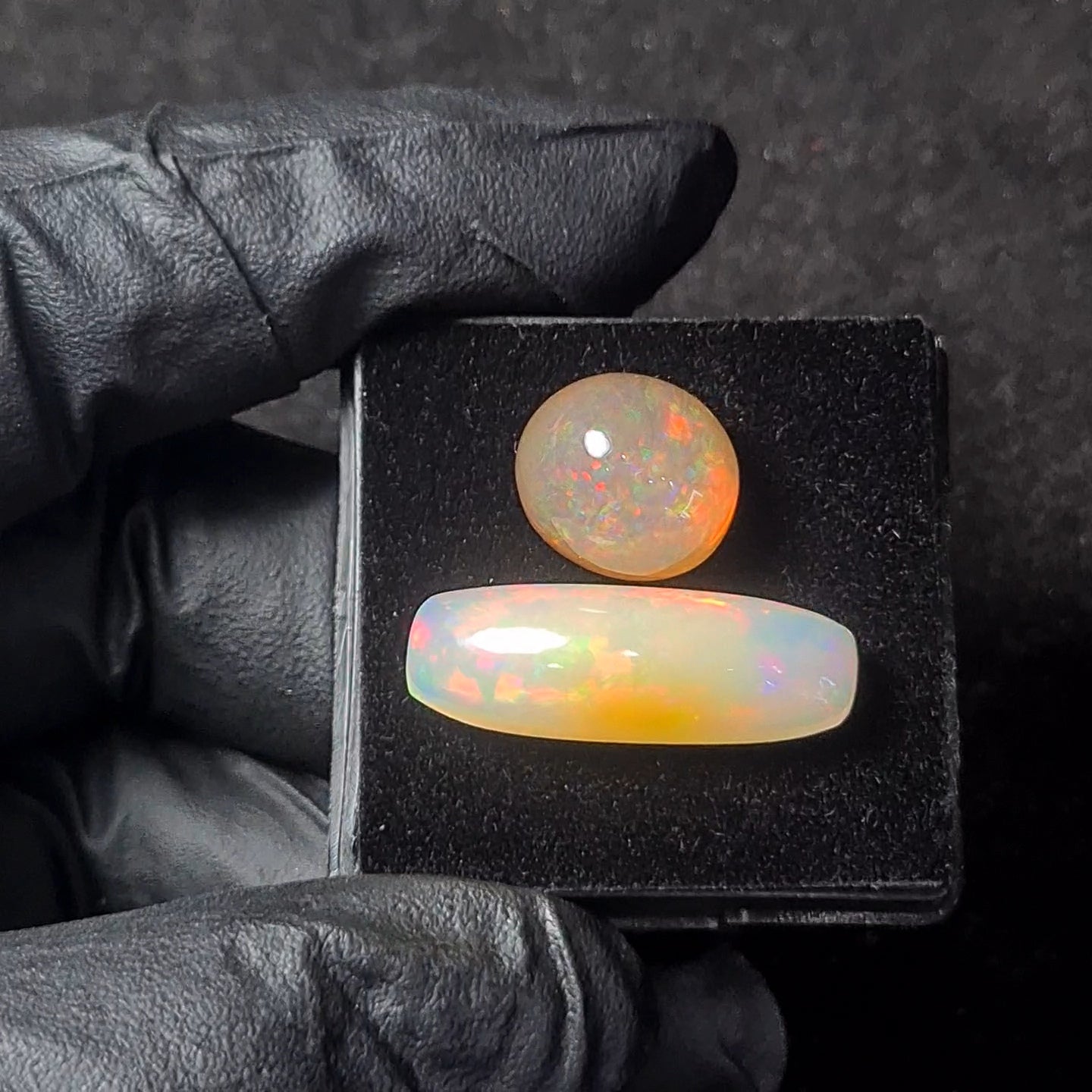 2pcs Natural Ethiopian Opal Cabochon | Oval & Rectangle | Size: 15-28mm - The LabradoriteKing