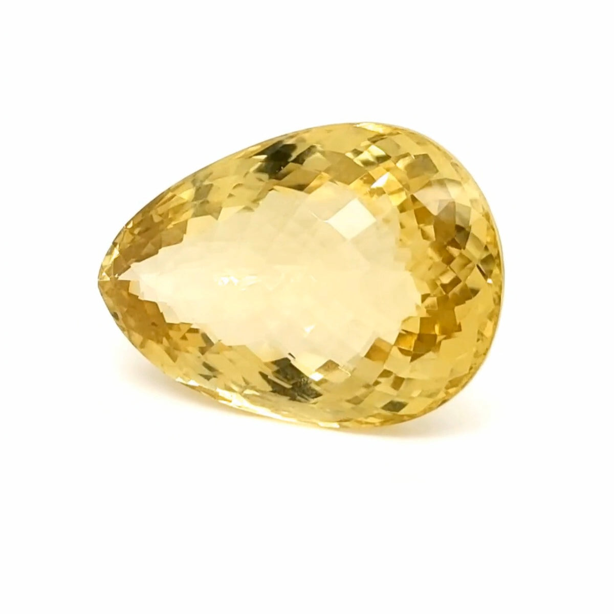 Natural Lemon Quartz Checker Cut | Pear | 39x26mm