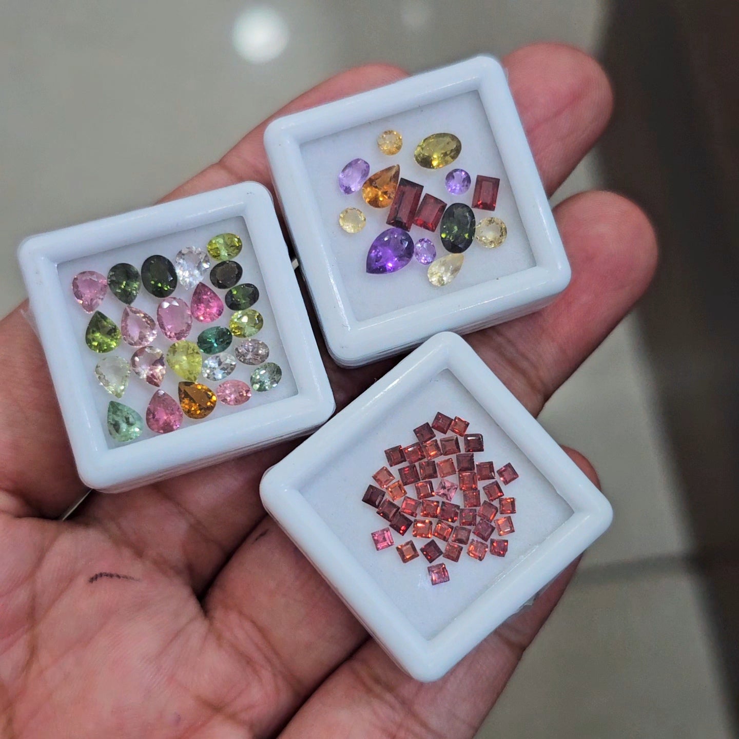 11.7cts Of Natural Garnet, Amethyst, Citrine, Tourmaline Faceted | Mix | Size:2mm | 3Box