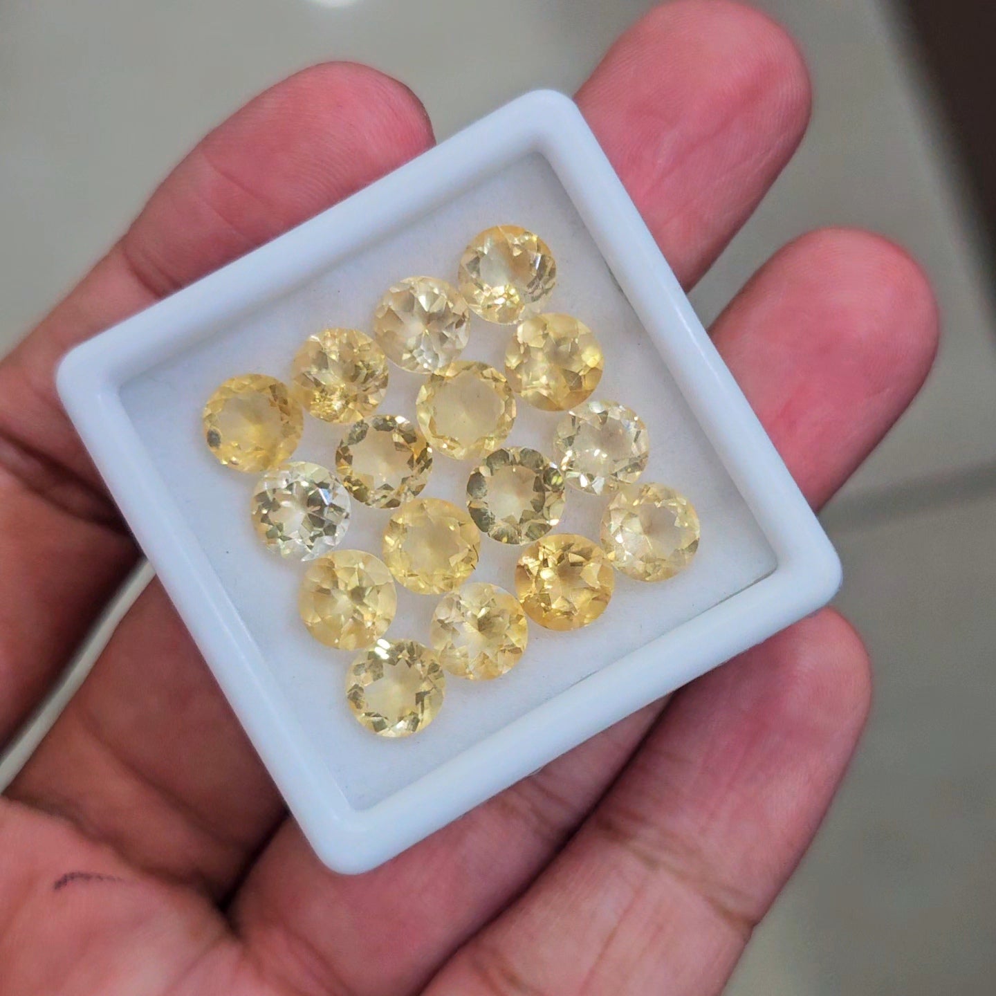 16 Pcs Of Natural Citrine Faceted | Round | Size: 7mm