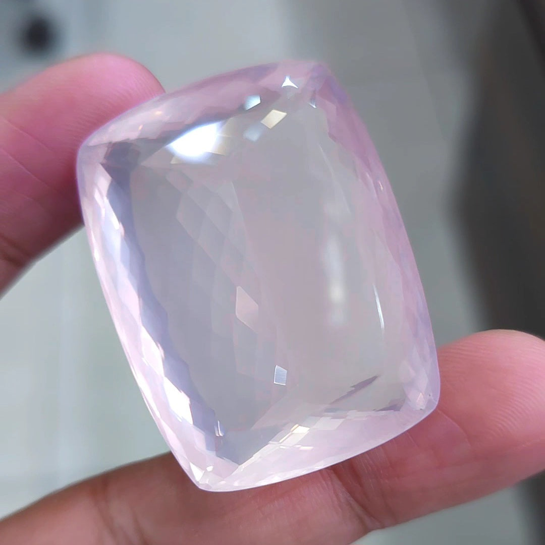 Natural Rose Quartz Faceted Jumbo Unheated | Rectangle | Size: 42x32mm