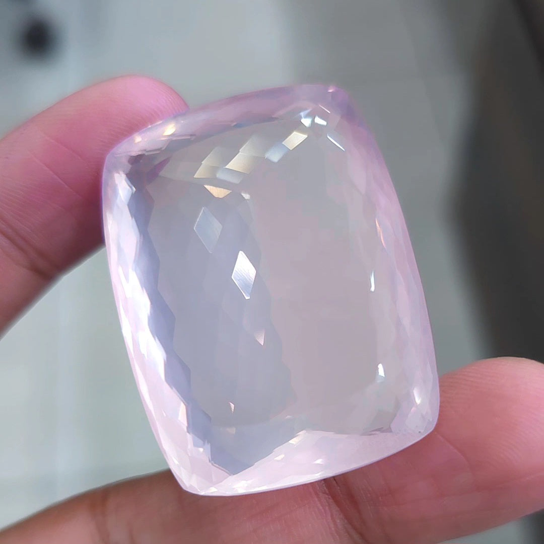Natural Rose Quartz Faceted Jumbo Unheated | Rectangle | Size: 42x32mm