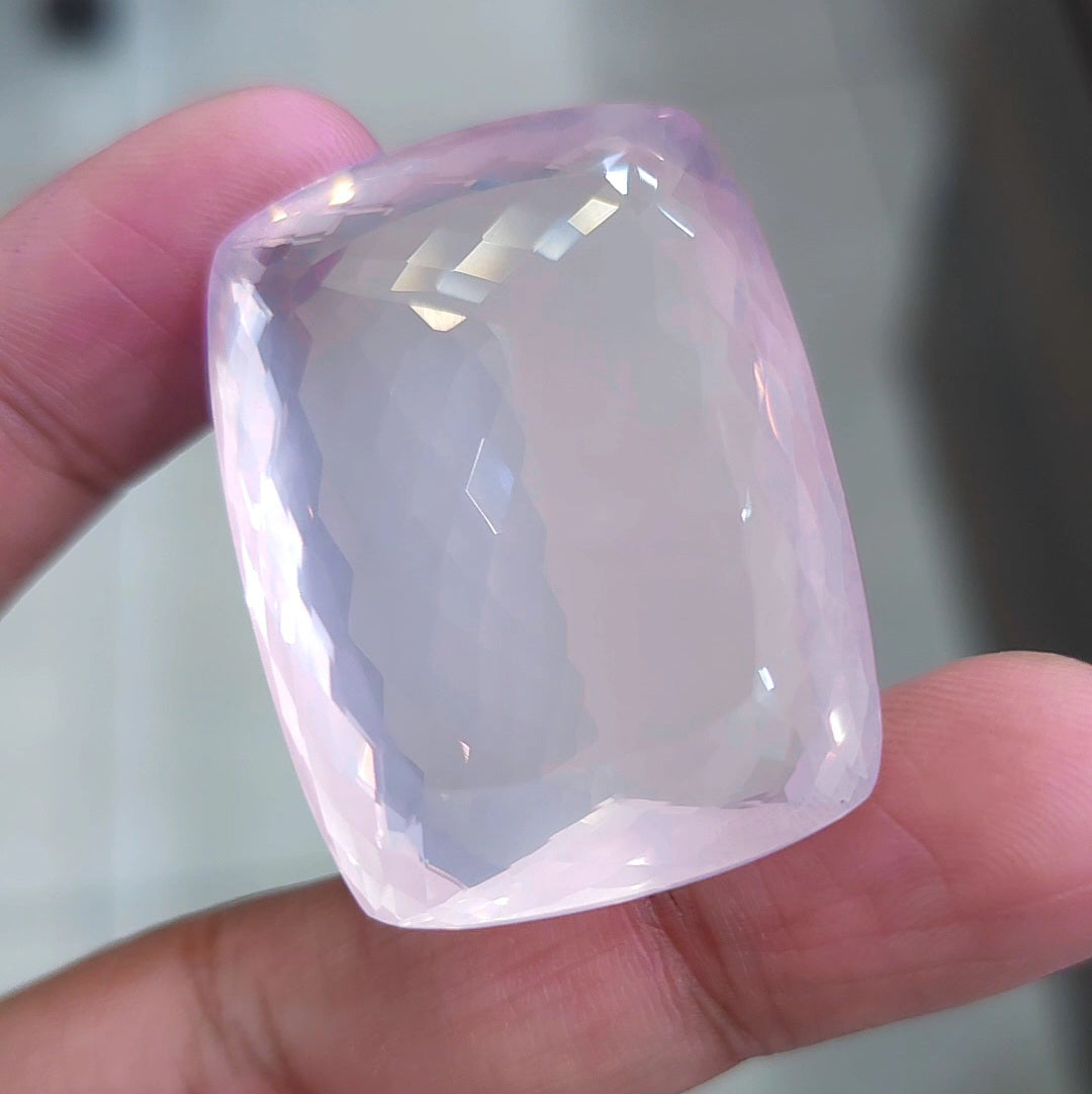 Natural Rose Quartz Faceted Jumbo Unheated | Rectangle | Size: 42x32mm