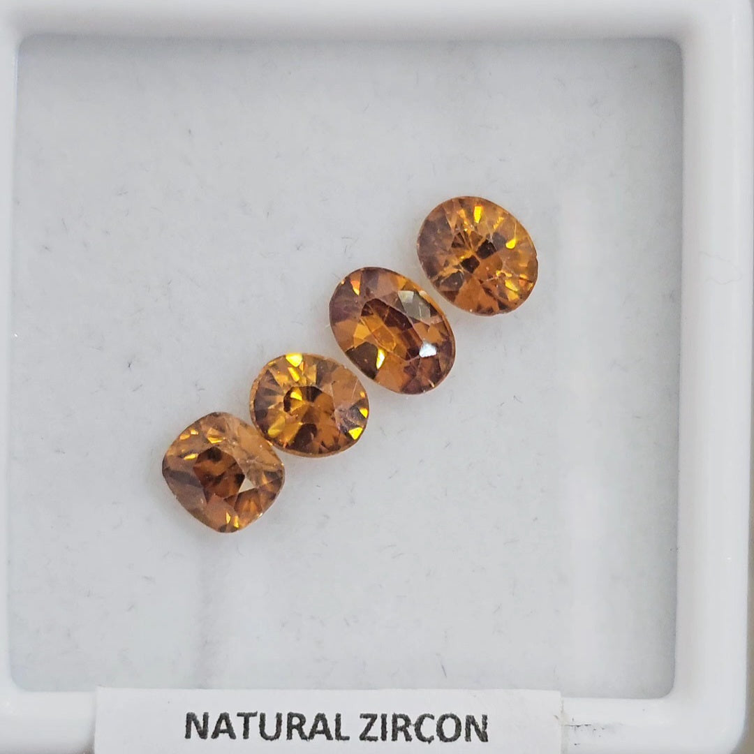 4 Pcs Natural Zircon Faceted Ceylon Unheated| Oval & Square | Size: 5-7mm