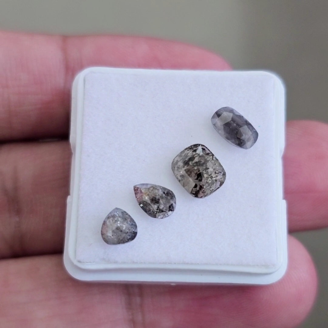 Salt And Pepper Diamonds Earth Mined Rosecut with Flatbacks | Wt: 2.3 Cts | Size: 4-7mm