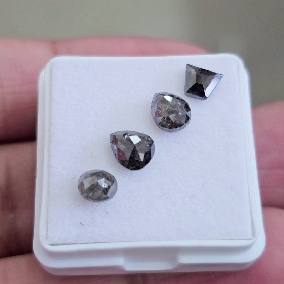 Salt And Pepper Diamonds Earth Mined Rosecut with Flatbacks | Wt: 2.6 Cts | Size: 5-6mm