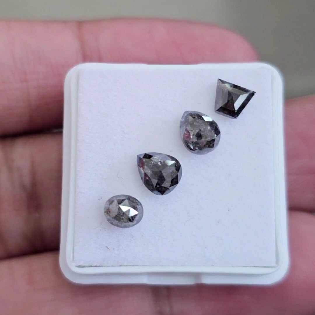 Salt And Pepper Diamonds Earth Mined Rosecut with Flatbacks | Wt: 2.6 Cts | Size: 5-6mm