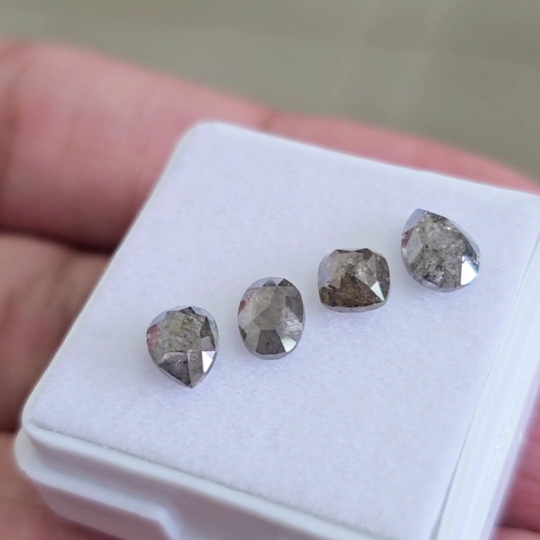 Salt And Pepper Diamonds Earth Mined Rosecut with Flatbacks | Wt: 2.3 Cts | Size: 4-7mm