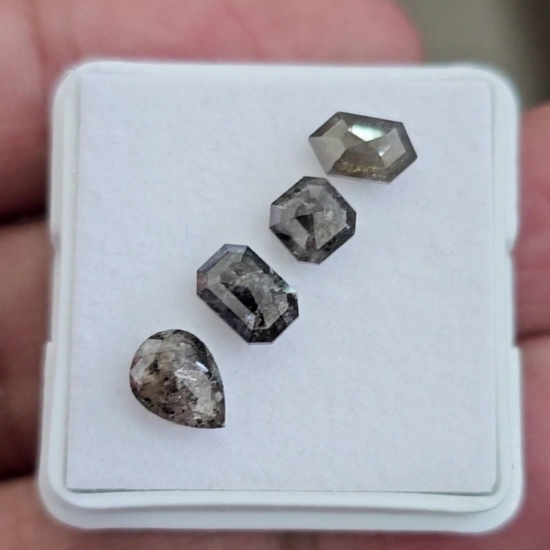 Salt And Pepper Diamonds Earth Mined Rosecut with Flatbacks | Wt: 2.5 Cts | Size: 4-7mm