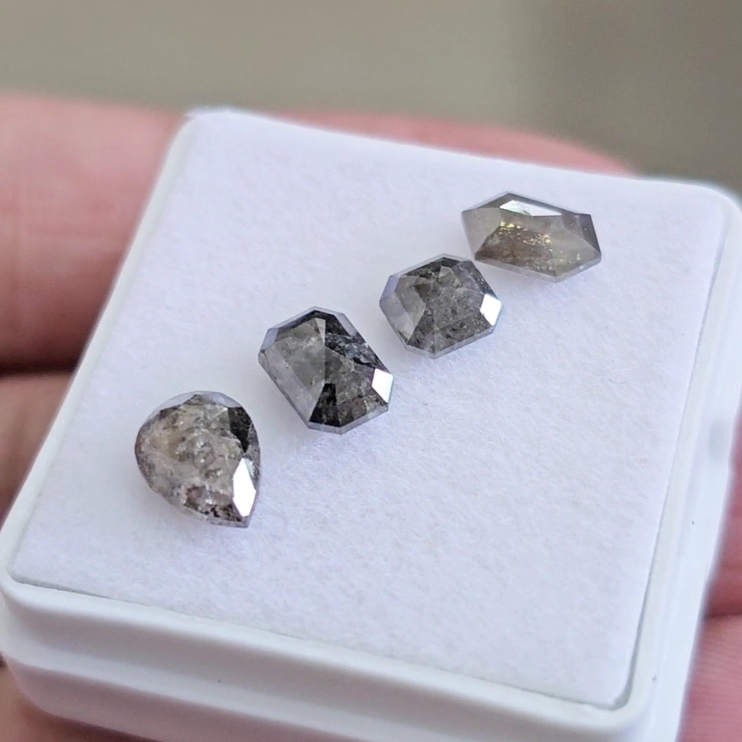 Salt And Pepper Diamonds Earth Mined Rosecut with Flatbacks | Wt: 2.5 Cts | Size: 4-7mm