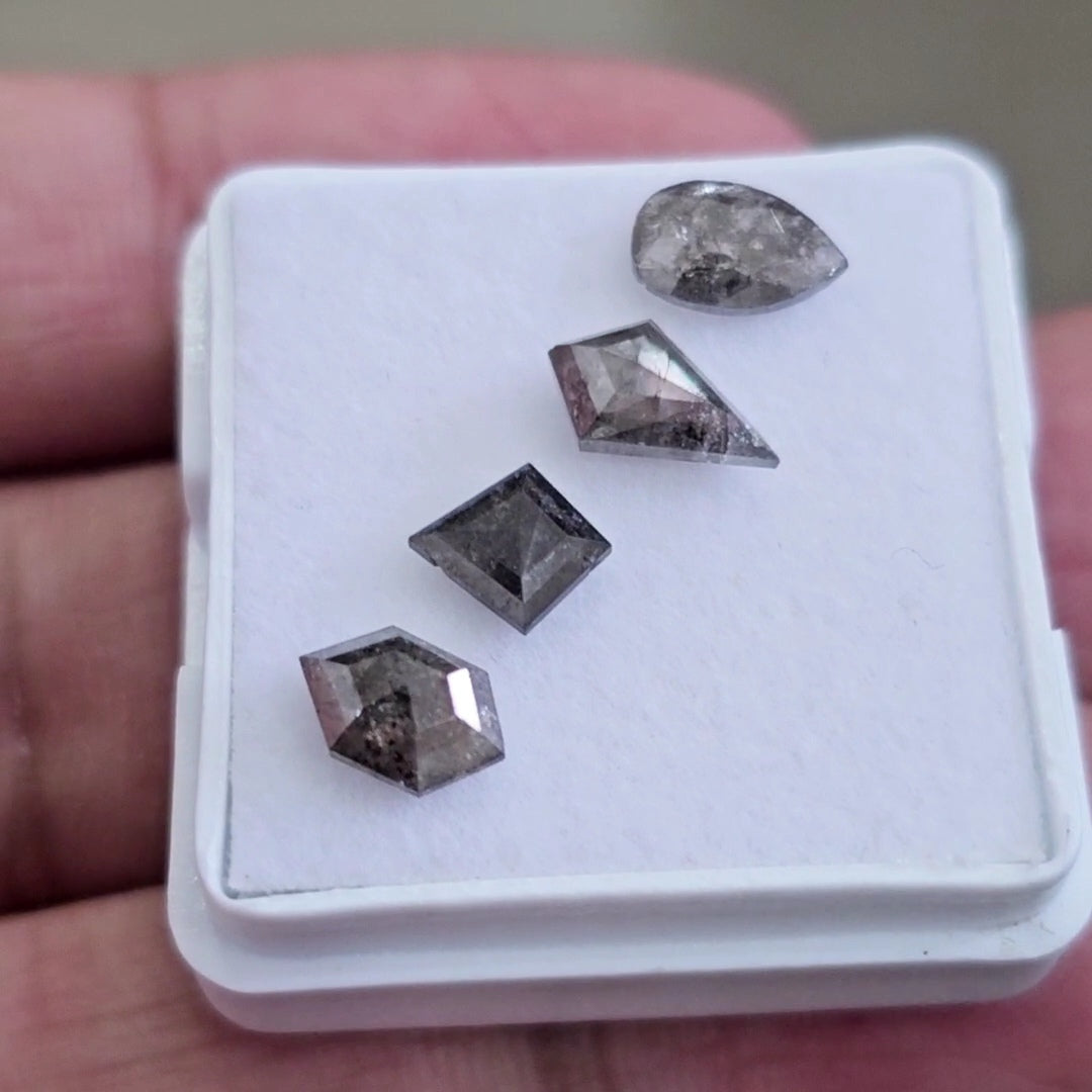 Salt And Pepper Diamonds Earth Mined Rosecut with Flatbacks | Wt: 2.3 Cts | Size: 6-7mm